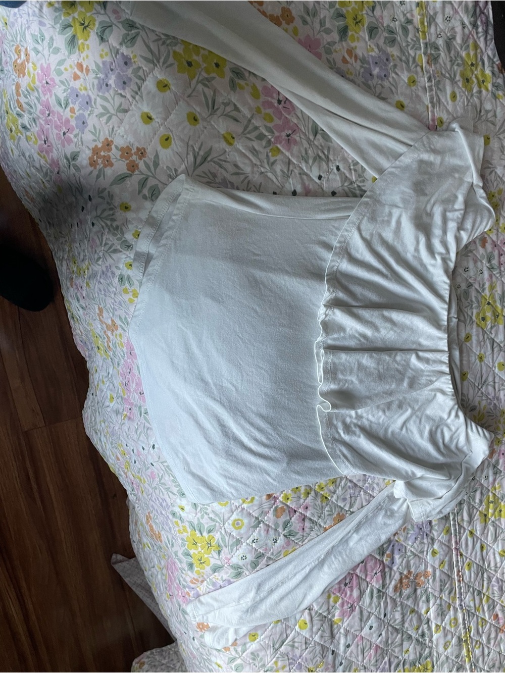 Express White Off-Shoulder Ruffle Long-Sleeve Top